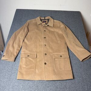 UNTUCKit Men’s Topcoat Leon Sz Medium Khaki/Beige Wool/Polyester/Cashmere